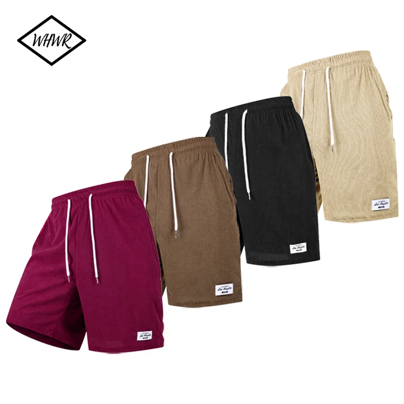 

New 2025 Mens Fashion Casual Corduroy Shorts Drawstring Half Pants Sexy Mens Clothing Pink Apricot Beach Shorts Plus Size Male