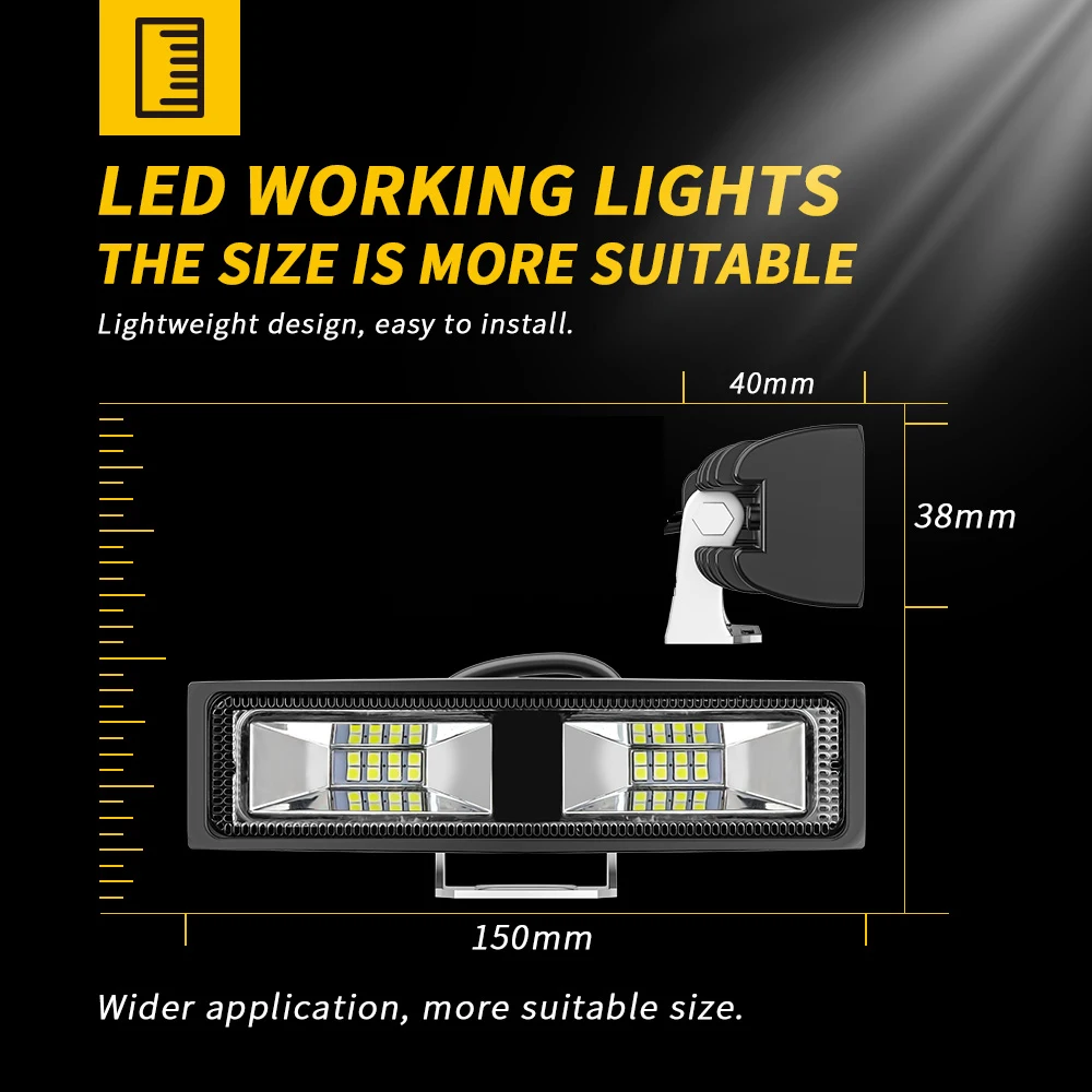 1/2/4PCS 48W 16LED Car Work Light DRL Spotlight High Bright Waterproof Auto Offroad SUV Truck Headlights Driving Lamp DC 9-80V