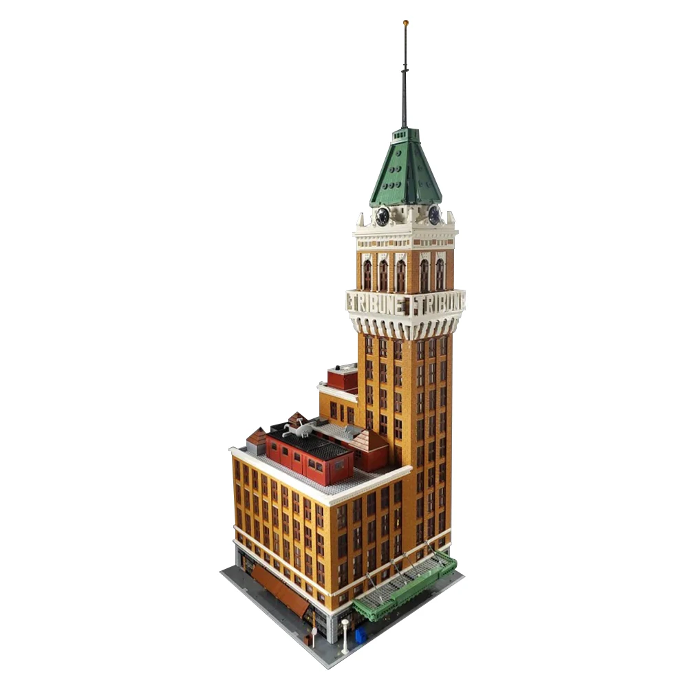 MOC Classic Architecture Tribune Tower Skyscraper Model Building Blocks Street view building house Bricks Toy Kids collect Gift