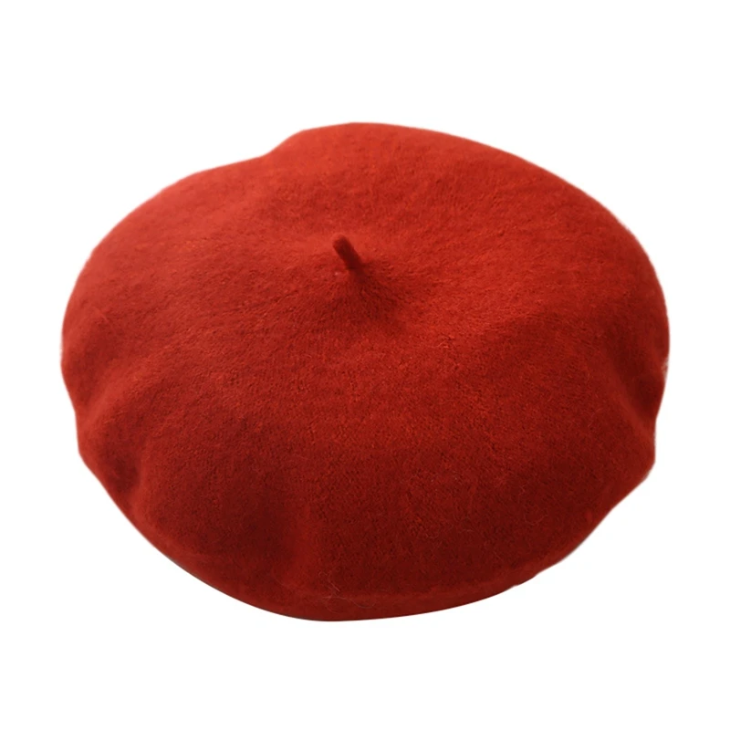 Boina chapéu para mulheres estilo francês gorro inverno moda quente forro de lã boné de malha moda artista chapéu de inverno-vermelho alta qualidade