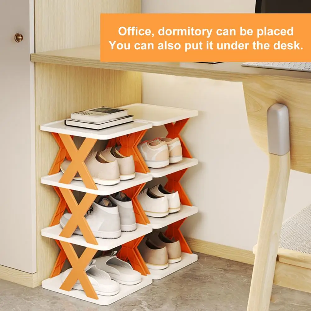 Shoe Rack Easy Installation Free DIY Combination Stackable Save Space Hollow Out Store Load Bearing Widened Platform Organizer