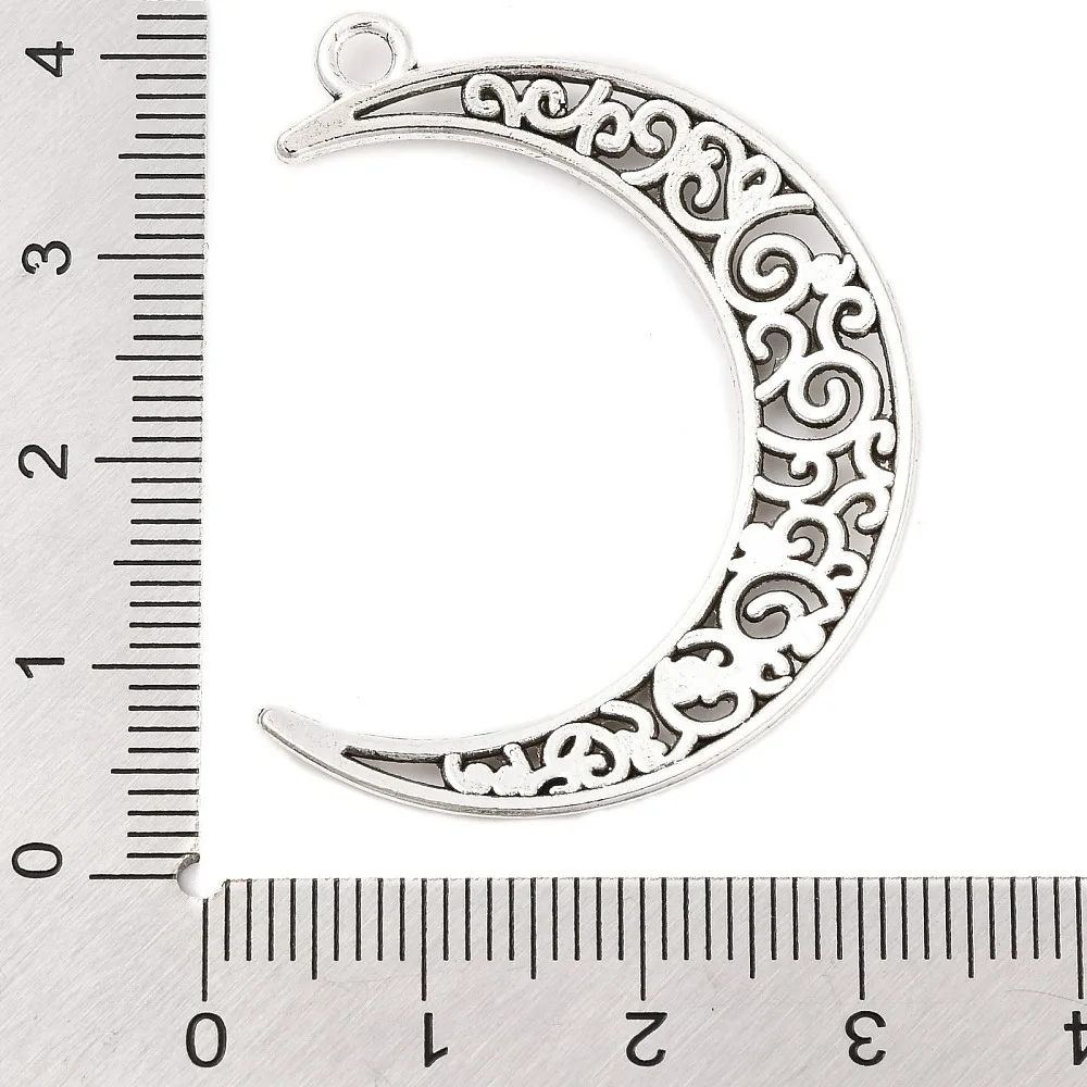 20pcs  style Alloy Pendants Cadmium Free Lead Free Moon Antique Silver 40x30x1.5mm Hole: 2mm