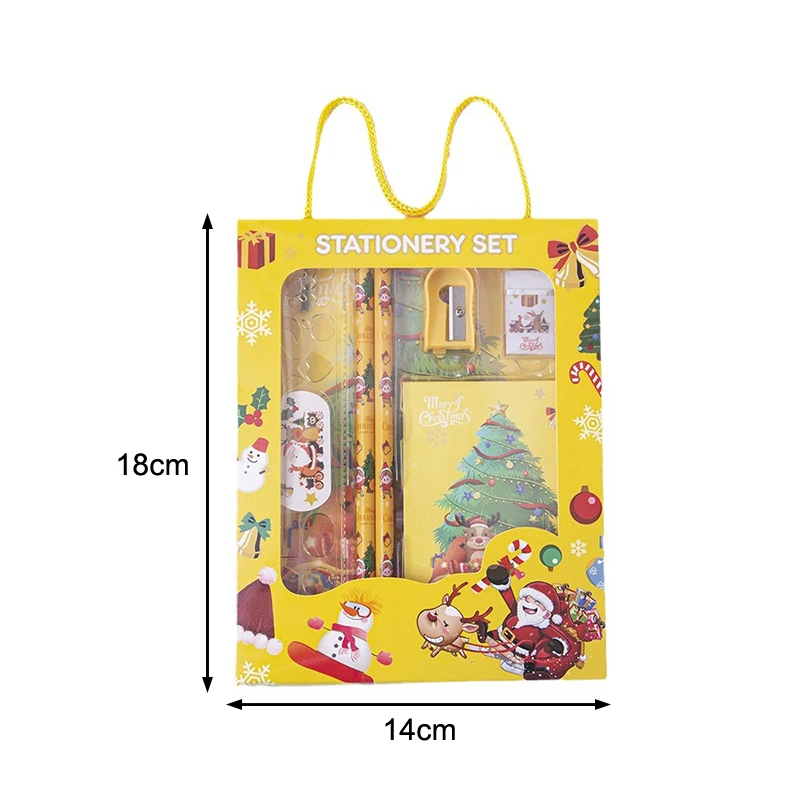 6 шт./компл. Kawaii детские канцелярские принадлежности подарочная коробка детский сад приз подарок карандаш линейка ластик точилка блокнот рождественские подарки