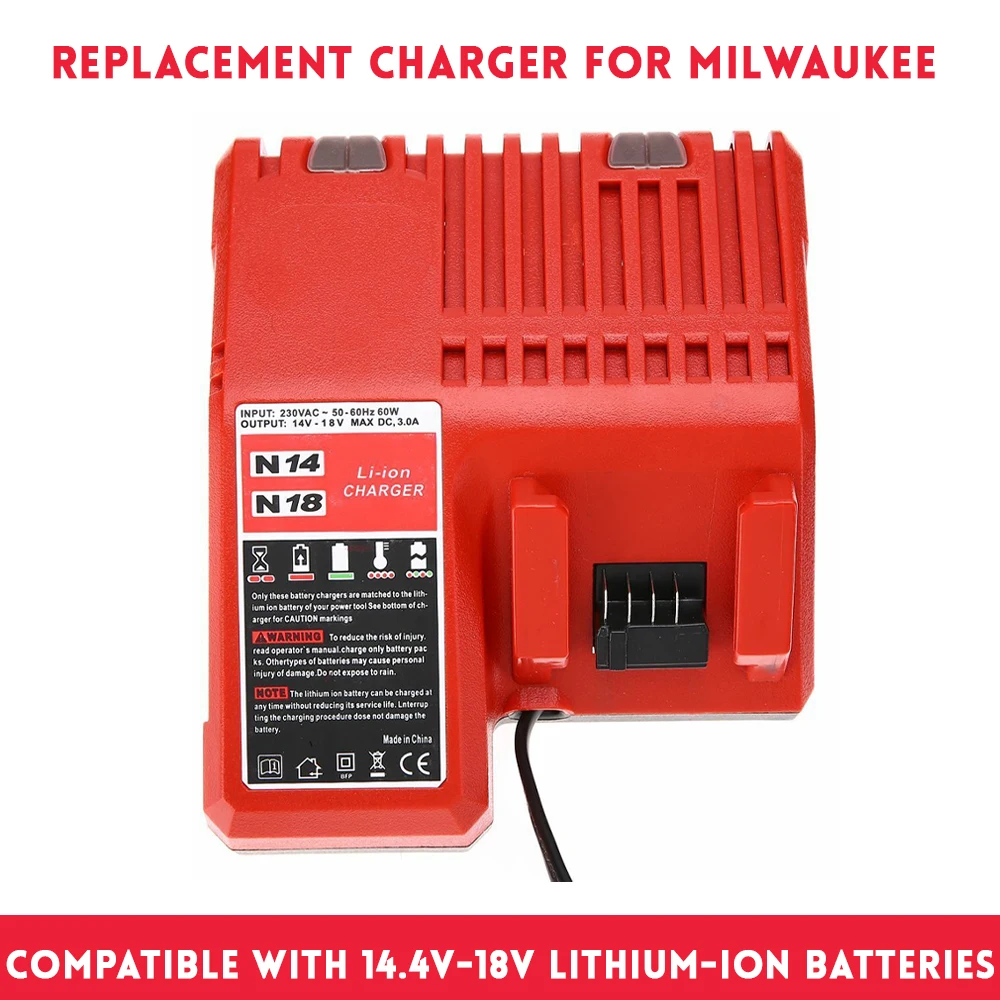

New Li-ion Battery Charger Multi Voltage Charger for Milwaukee M18 14.4V-18V 48-11-1850 48-11-1840 48-11-1815 48-11-1828