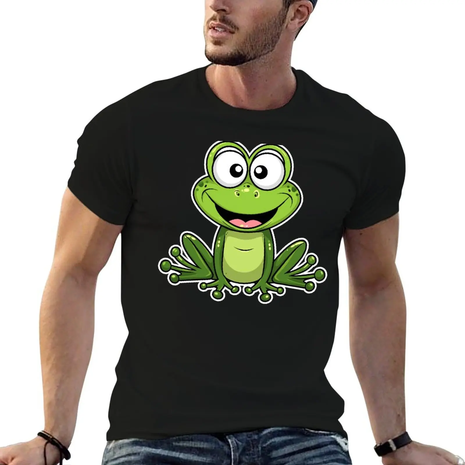 cute frog T-Shirt Casual Graphic Print Tee
