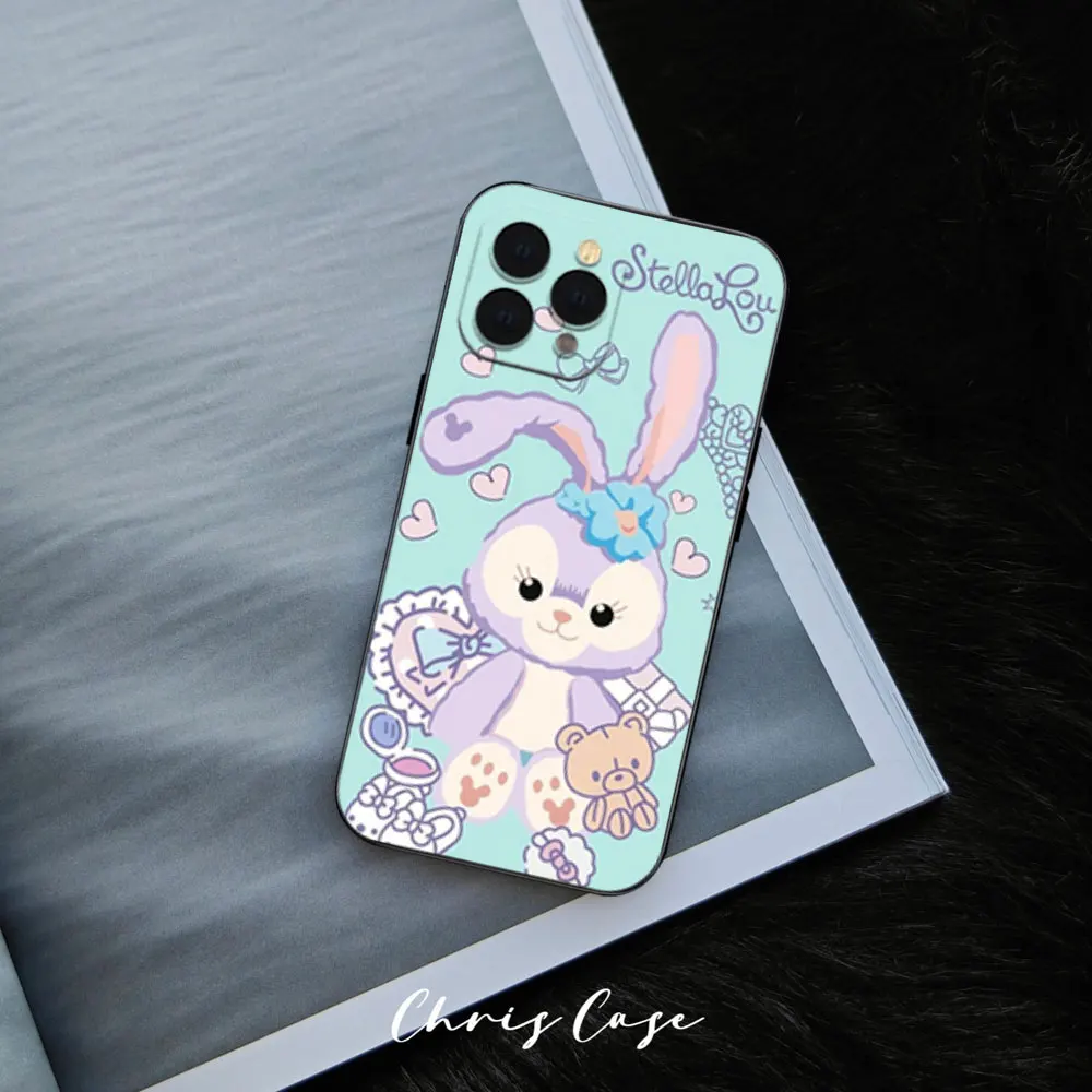 Phone Case For Samsung S23 S22 ULTRA A22 A71 Black Soft Silicone MINISO Stella Lou Cartoon Cover