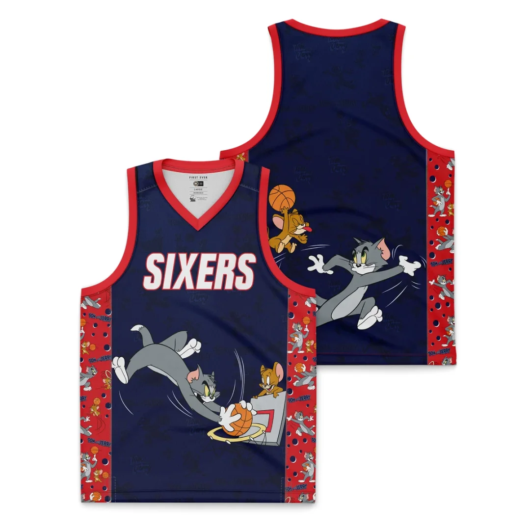 Tom and Jerry Basketball Jersey Double Sided Full Sleeveless Tank Top Cartoon Anime Sport Uniform Unisex Streetwear Fan Gift