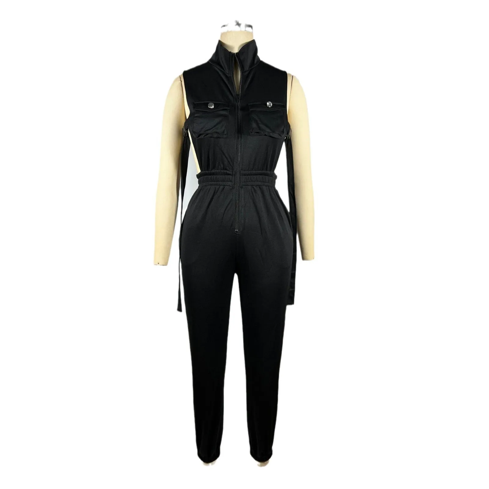 Jumpsuits for Women 2024 Summer Sexy Spicy Girl Side Button Zipper Sleeveless 4 Pocket Jumpsuit Streetwear Fashion Overalls