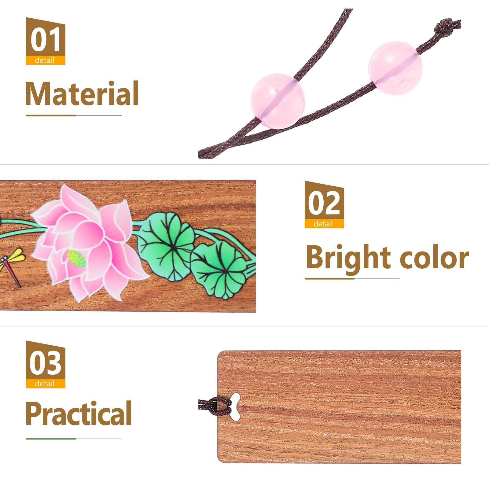 1 قطعة الإشارات المرجعية الخشبية اللوتس الإبداعية رسمت المرجعية للقراءة خفيفة الوزن المرجعية القرطاسية الهدايا لوازم الطلاب