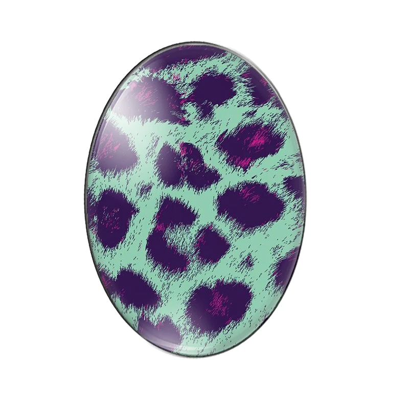 Beauty leopard print different textures 10pcs mixed 13x18mm/18x25mm/30x40mm Oval photo glass cabochon flat back Making findings