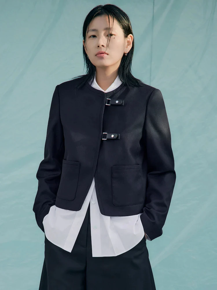 Authentic Noxiao Brand Spring 2026 Short Coat True Product KP Leather Buckle Box Type Women's Outerwear Commute Style Regular...