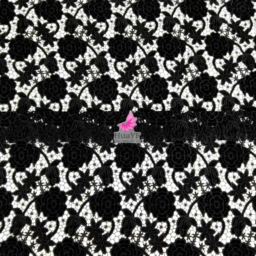 New Craft Rose Flannel Lace Black Laser Embroidered Velvet Milk Silk Lace For Woman Garment Lady Dress Clothing Sewing By 2 YDS