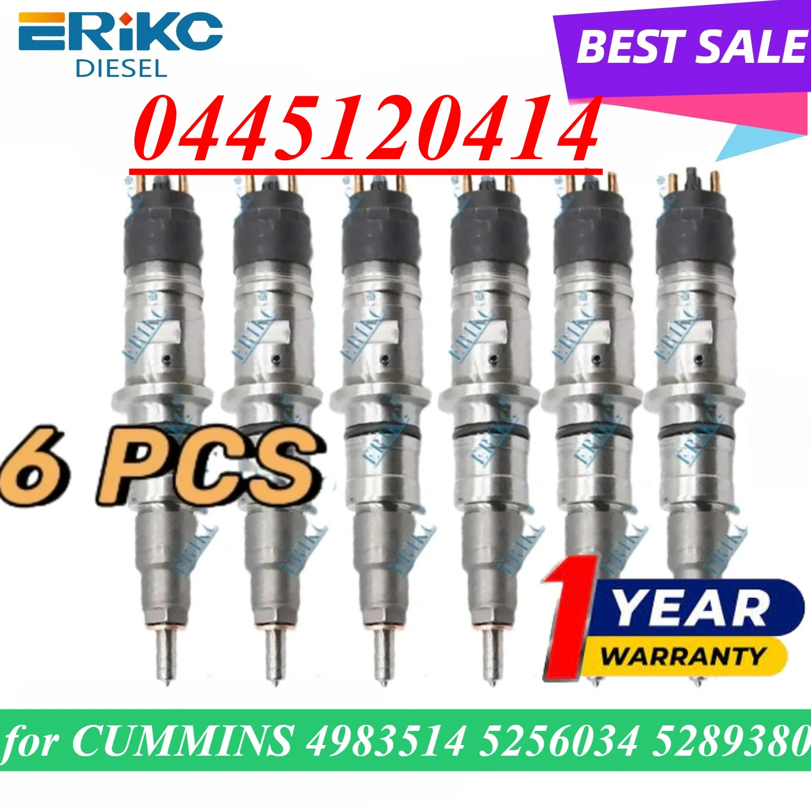 

6PC 0445120414 Diesel Common Rail Injector 0 445 120 414 Fuel Spray 0445 120 414 For bosch Cummins