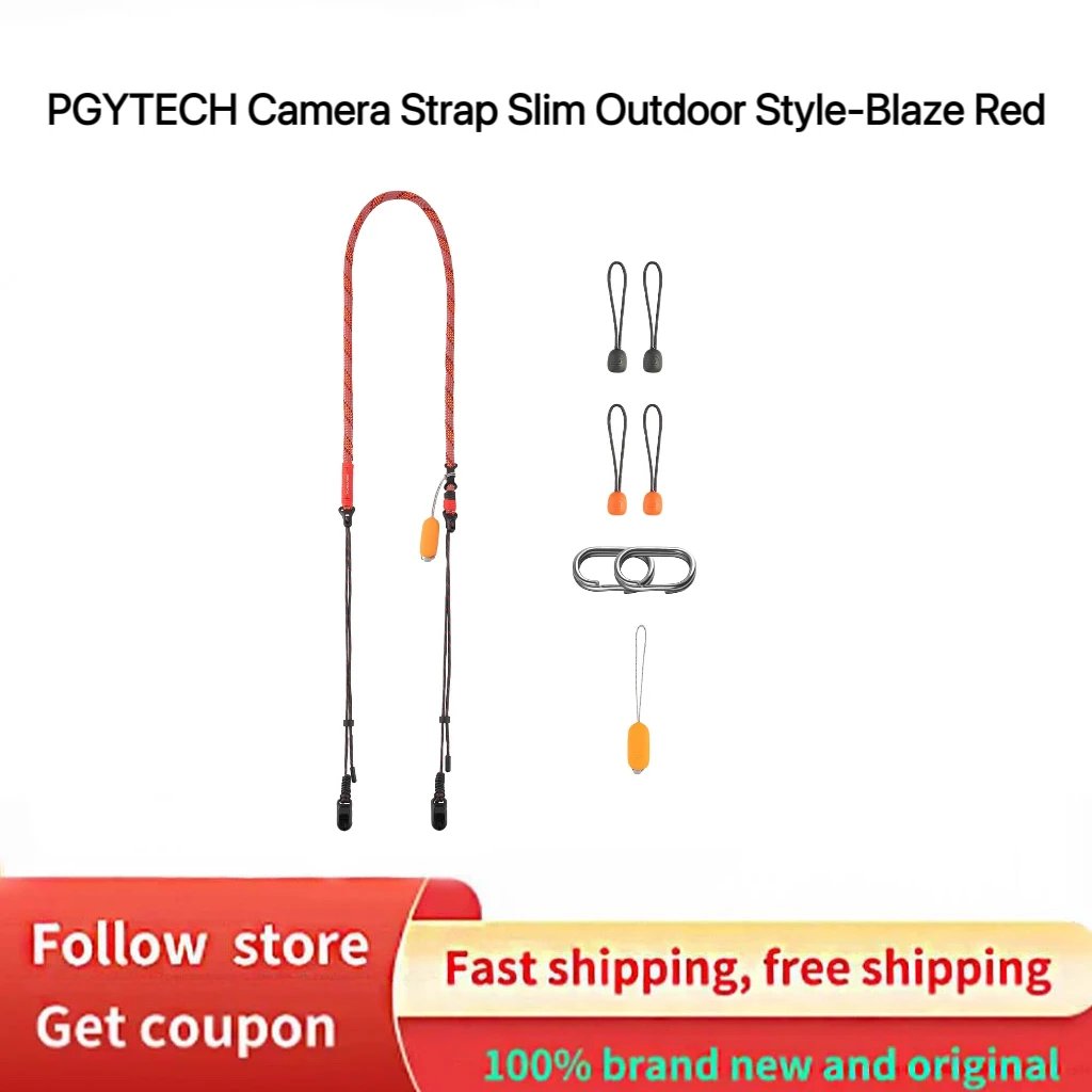 PGYTECH Slim Camera Strap Blaze Red Outdoor Style Durable Adjustable Photography Accessory