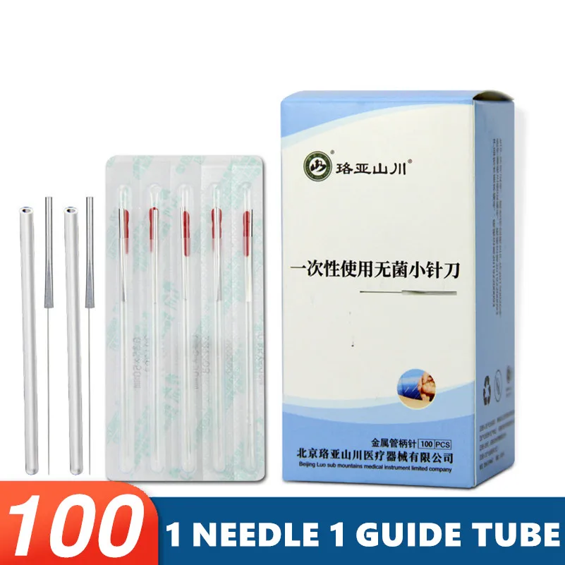 

100 pcs acupotomy sterile acupuncture needle Metal pipe handle microinvasive single use needle scalpel beauty slimming