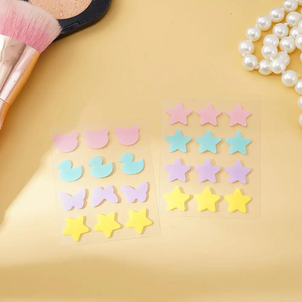 12pcs/sheet SOUG Acne Patch Star/Bear/Duck/Butterfly Shape Acne Dots Patches Cute Pimple Cover Sticker Invisible Pimple Cover
