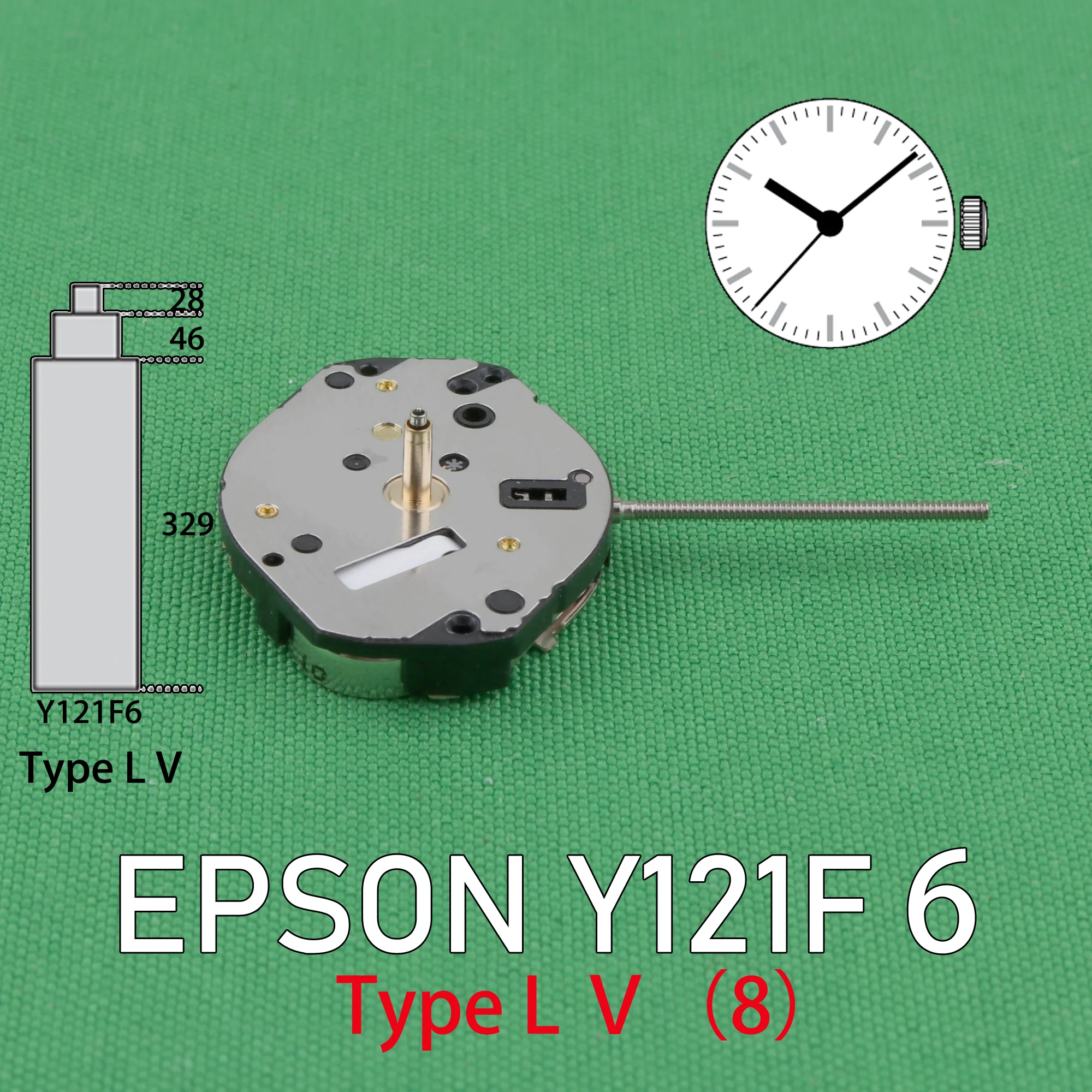 Y121 movement EPSON Y121F6 Watch Quartz Movement Longer pipe Y121-8 S.EPSON CORP NO JEWELS The number written afterwards is 8