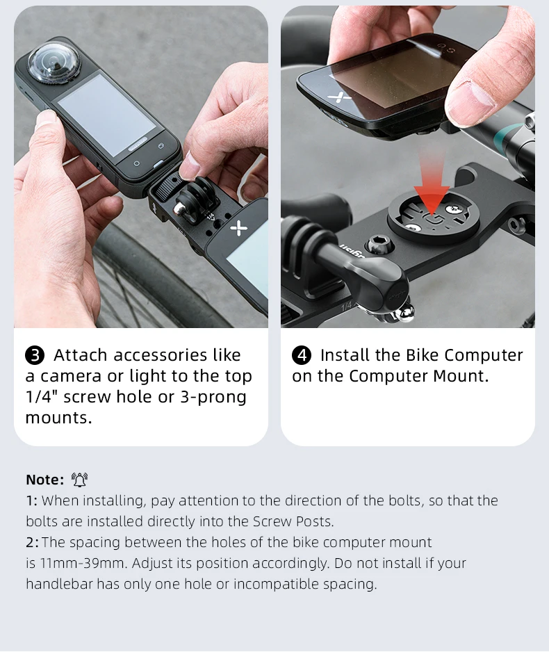 Aluminium-Fahrradcomputerhalterung für Lenker, kompatibel mit Garmin, Bryton, Wahoo, GoPro 13, 12, 11, 10, DJI Insta 360 X6, X5, X4 – Kamerazubehör. – Detail 19