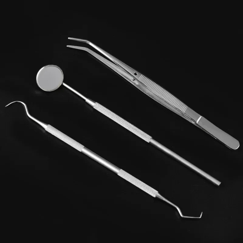 3pcs Dental Instrument Dentist Kit Tooth Cleaning Tools Mouth Mirror Probe Hook Pick Tweezer Set Dentistry Prepare Tool