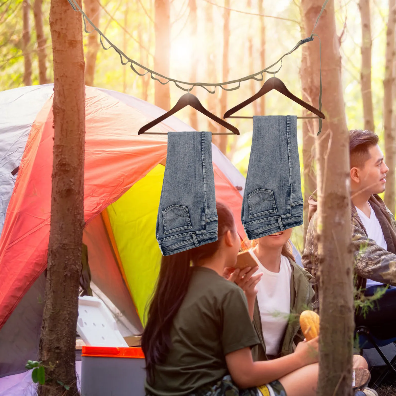 

Olive Green Clothes Hanging Rope Anti Slip Design Material for Camping Travel Various Outdoor Activities Quick Easy