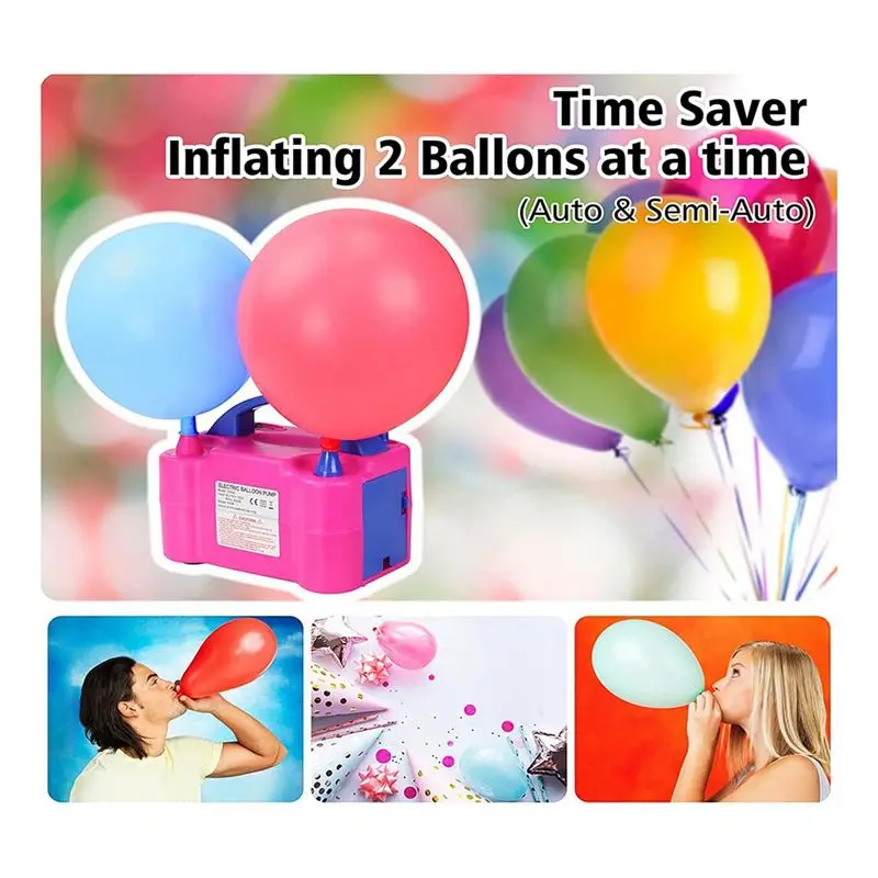 

*A91P Electric Air Balloon Pump, Portable Dual Nozzle Electric Balloon Inflator for Party Decoration US Plug