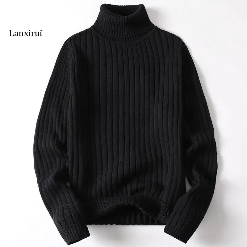 Sweater Turtleneck Pria Musim Gugur Musim Dingin Atasan Kinttwear Lengan Panjang Pulover Kasual Baru Pakaian Kintting Kasual