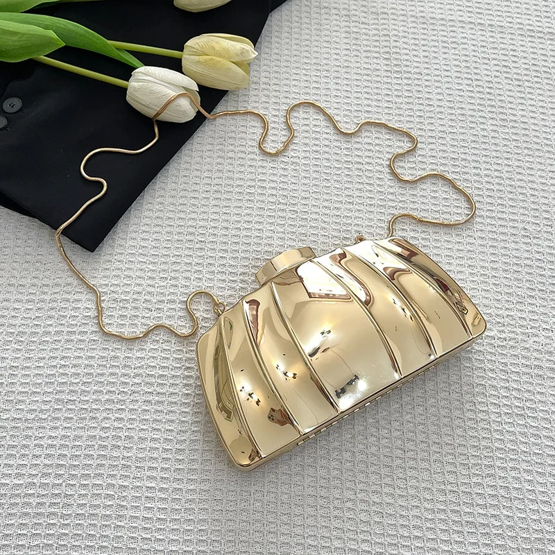 

Metallic Glossy Hard Bags For Women 2026 New Luxury Mirror Surface Evening Shoulder Bag Party Fashion Small Square Crossbody Bag