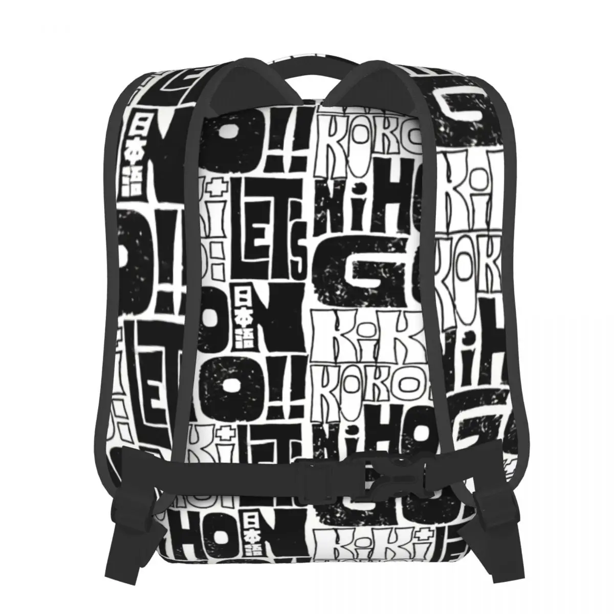 Kiki Koko Let's Nihon Go Groovy Retro Typography Casual Knapsack for Men Women Student Books Backpack School Laptop Bag Rucksack