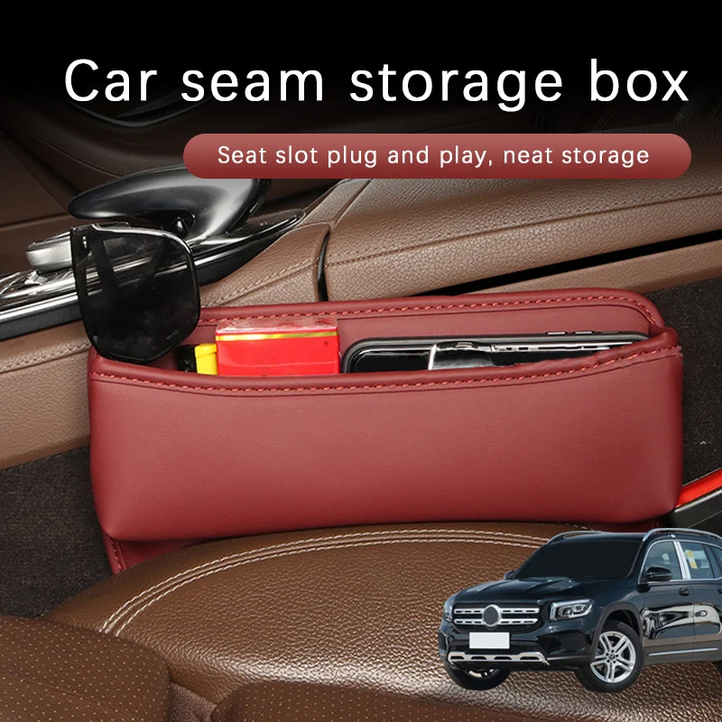 Car Seat Gap Slot Storage Box Bag Car Interior Storage Pocket Leather Car Accessories For Mercedes Benz GLB X247 GLB35