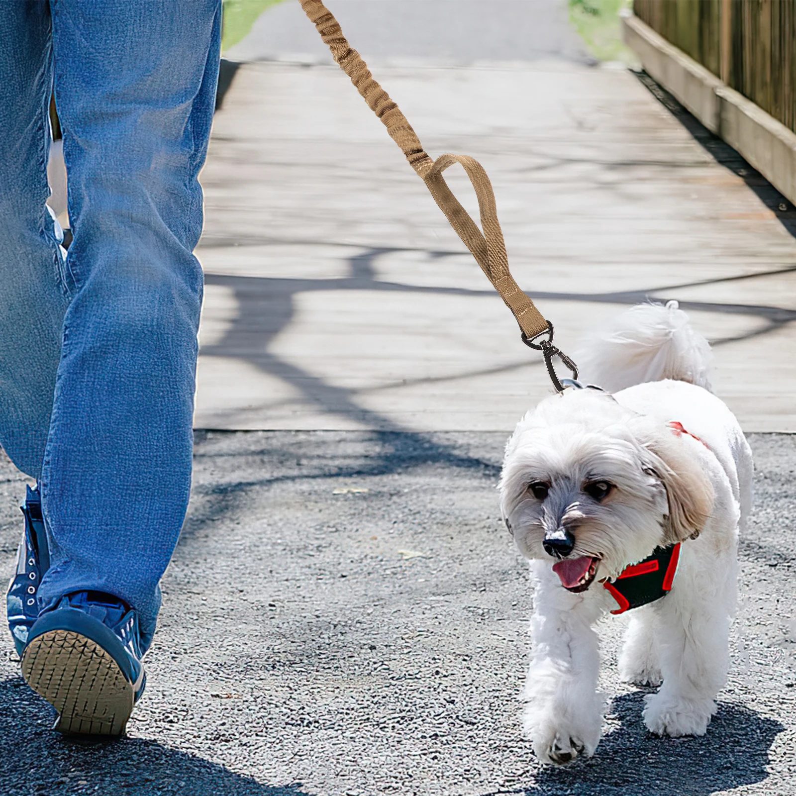 

1Pc Adjustable Nylon Dog Training Leash Elastic Stretch Comfortable Control Walking Pet Lead Tactical Outdoor Khaki