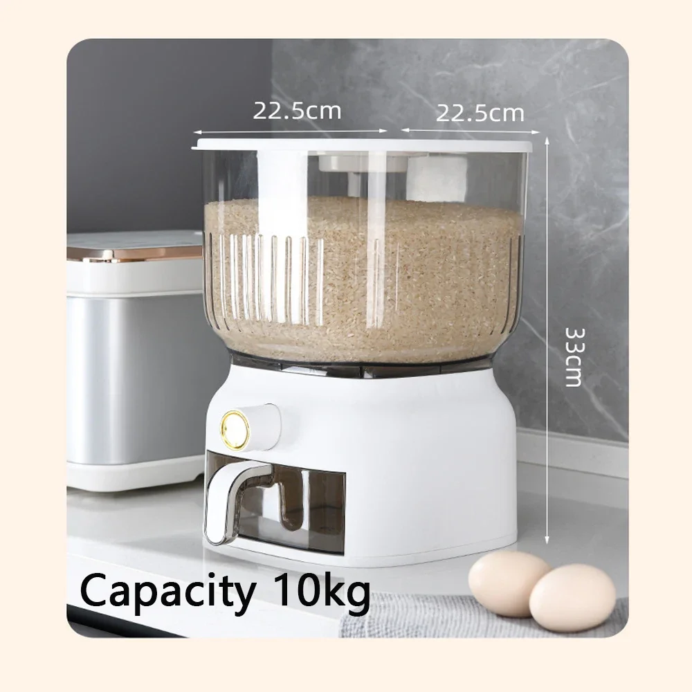 10KG Kitchen Rice Bucket Storage Box Cereal Dispenser Moisture-Proof Cereal Dry Food Grain Bin Container Kitchen Rice Bucket