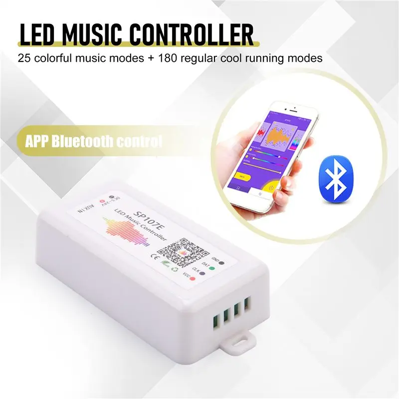 SP107E LED Controller Bluetooth Smart APP WS2811/2812B Light Strip Dimming LED Music Controller