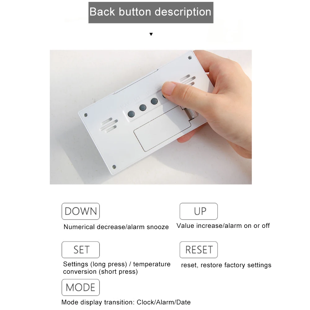 LED-Thermometer Thermo-Hygrometer Multifunktions elektronische Temperatur Feuchtigkeit messer Wetters tation für zu Hause mit Wecker
