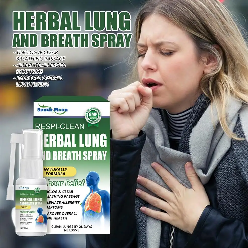 Herbal Cleansing Lung Spray para desintoxicação do fumante, Congestão nasal clara, Aliviar a garganta, Cuidado nasal desconfortável, 1 a 5 pcs