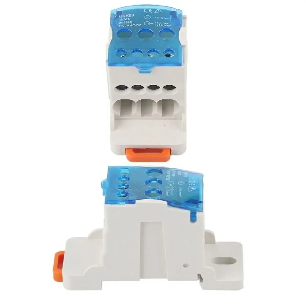 

Универсальная клеммная колодка на DIN-рейку 80А, AC DC1000V с крышкой, разъем для электрического провода, клеммные колодки, электрическое соединение