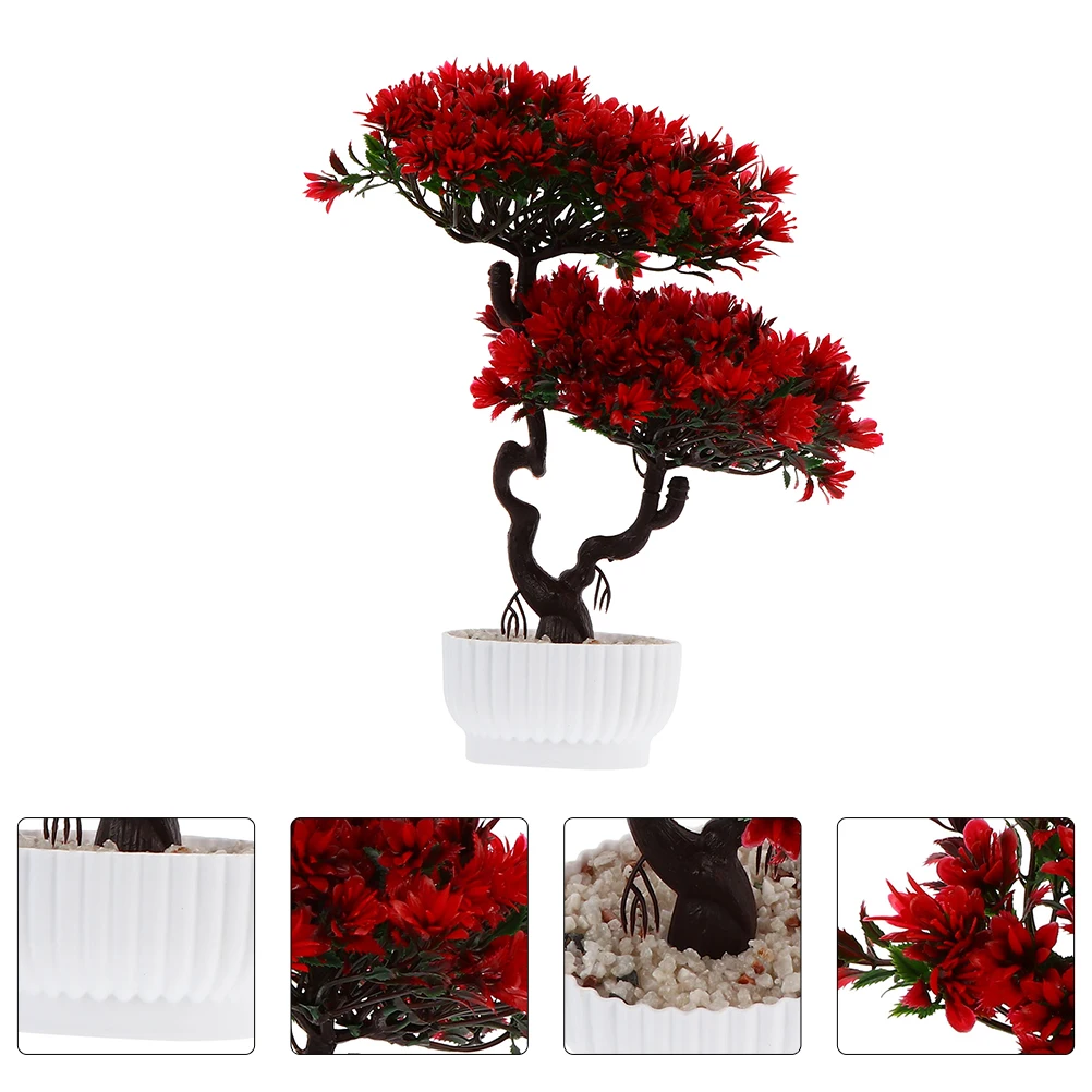 

Fake Plants Simulated Welcoming Pine Potted Flowers Artificial Decorate Red Decorations