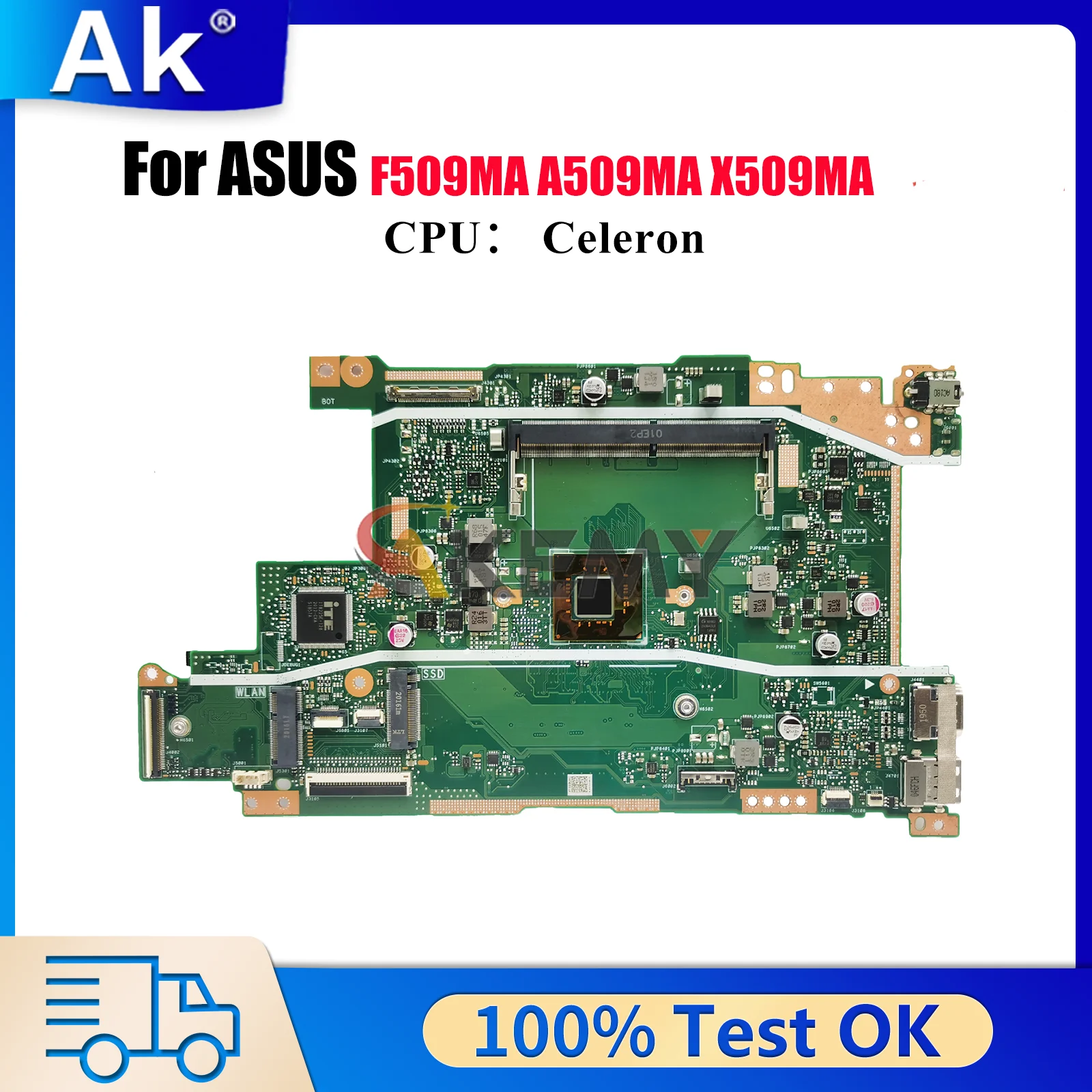 X509MA Motherboard Laptop untuk ASUS VivoBook X509M A509MA A409MA F409MA X509MA F509MA Mainboard dengan Tes CPU Celeron OK Pengiriman Cepat