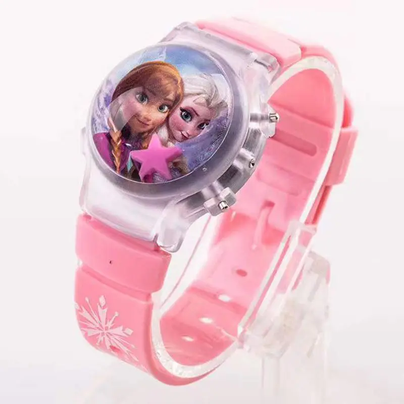 Disney Mickey Minnie Cartoon Leuchtende Kinderuhr Silikonarmband Niedliche Flash-Musikuhr Kinderuhr Uhren Geburtstagsgeschenke