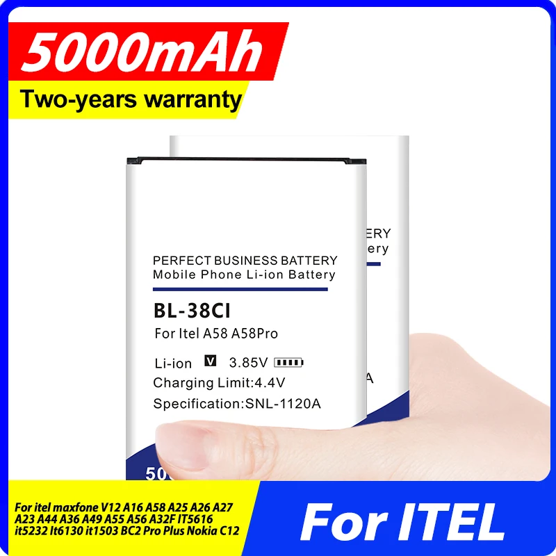 Battery For itel maxfone V12 A16 A58 A25 A55 A27 A26 A36 A49 A23 A44 A56 A32F It6130 IT5616 it5232 it1503 BC2 Pro Plus Nokia C12