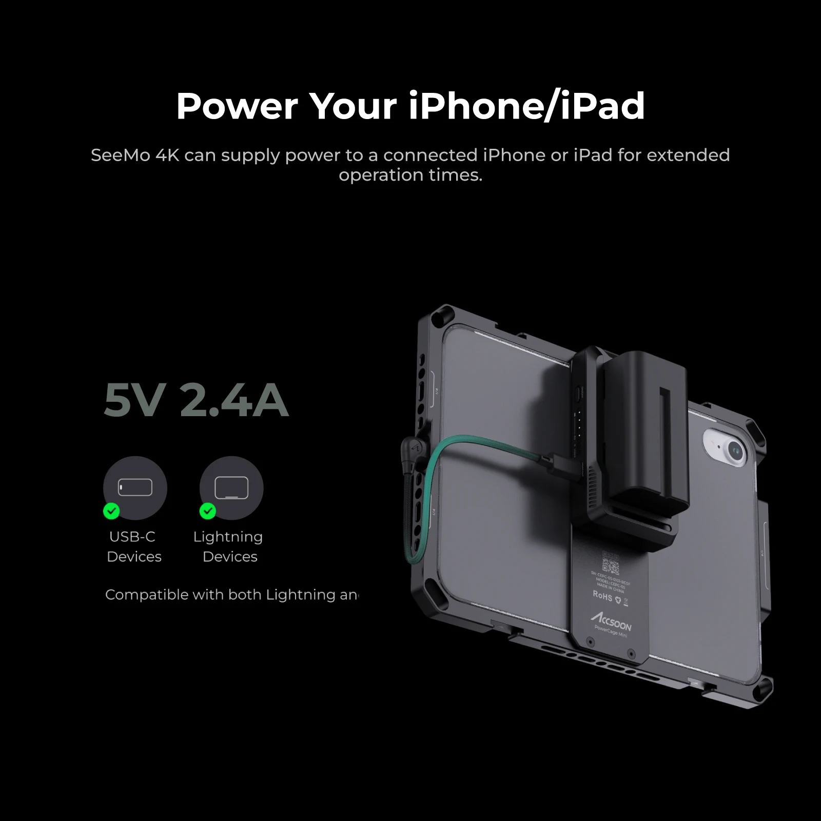 Accsoon Seemo 4K for HDMI Extender kit HDMI Video on iOS Devices video capture card for monitoring / recording / stream