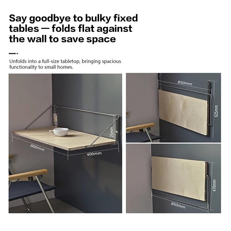 Imported Marine Plywood Foldable Wall Desk With Shelf Bracket Industrial Style Space Saving Flip Up For Office Work Table