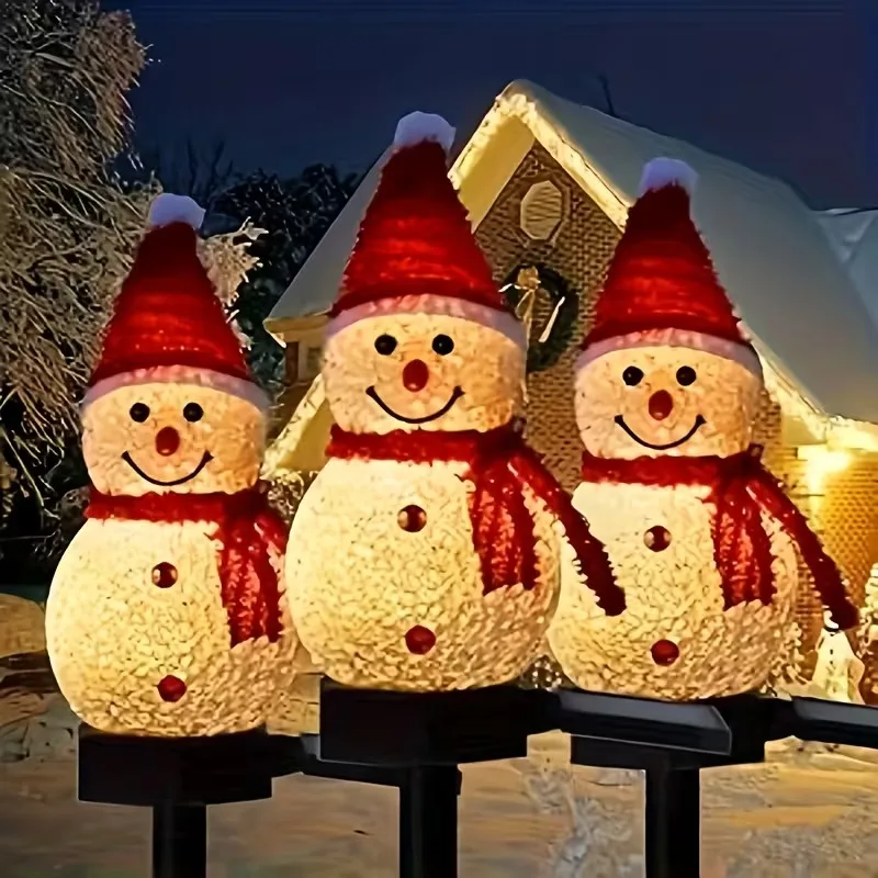 Charming Solar Snowman Path Light Outdoor LED Garden Stake Cute Christmas Decor for Lawn Patio Courtyard Thoughtful Holiday Gift
