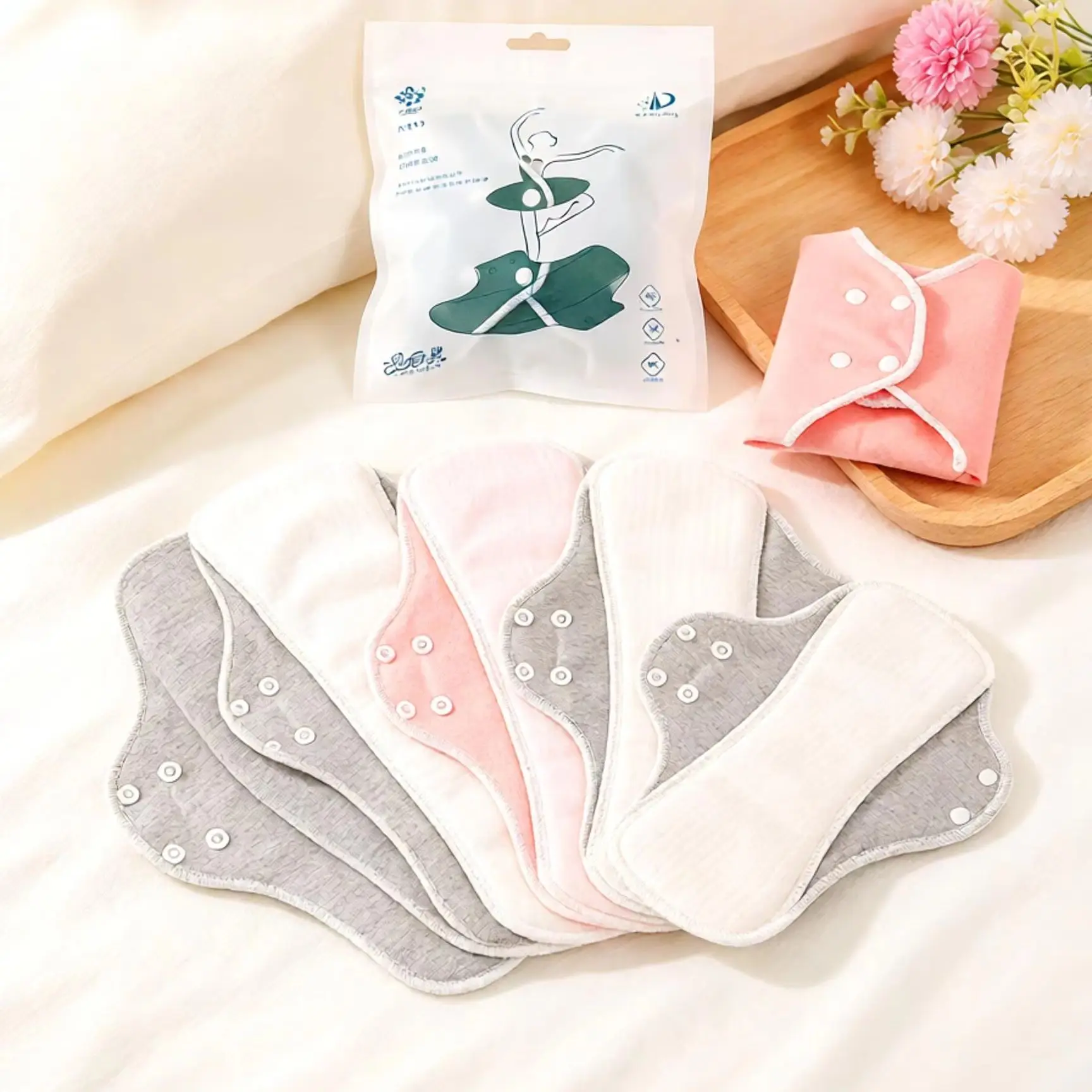 5Pcs Reusable Washable Cotton Incontinence Pads Leakproof Breathable Sanitary Liners Postpartum Urine Pads for Elderly Women