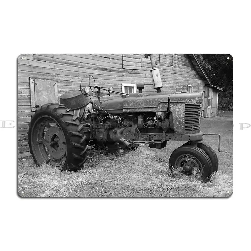 Farmall Tractor In Front Of Barn Metal Sign Poster Garage Club Cave Print Bar Plaques Tin Sign Poster