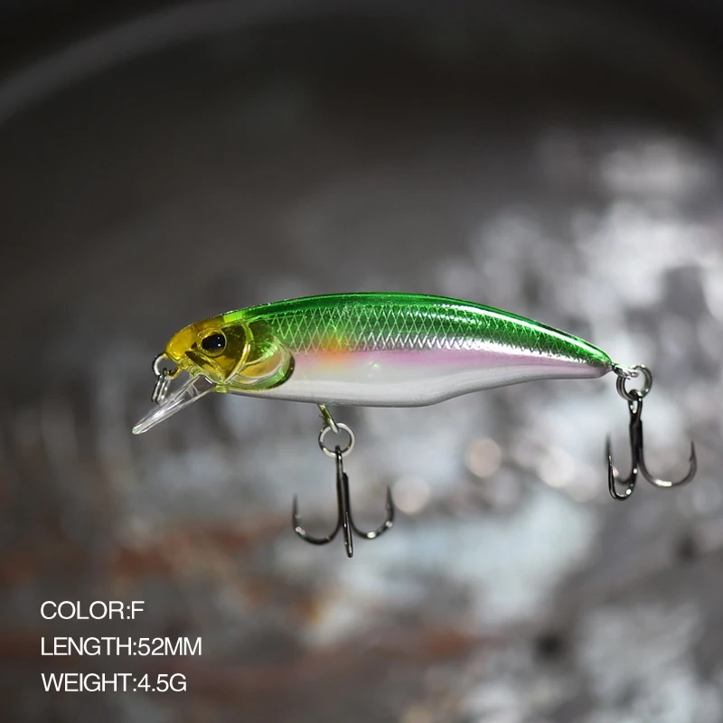 Japońskie przynęty wędkarskie typu sinking minnow, 52mm 4.5g, jerkbait, na okonia, szczupaka, karasie, wobler, swimbait, profesjonalne twarde przynęty. — zdjęcie 6