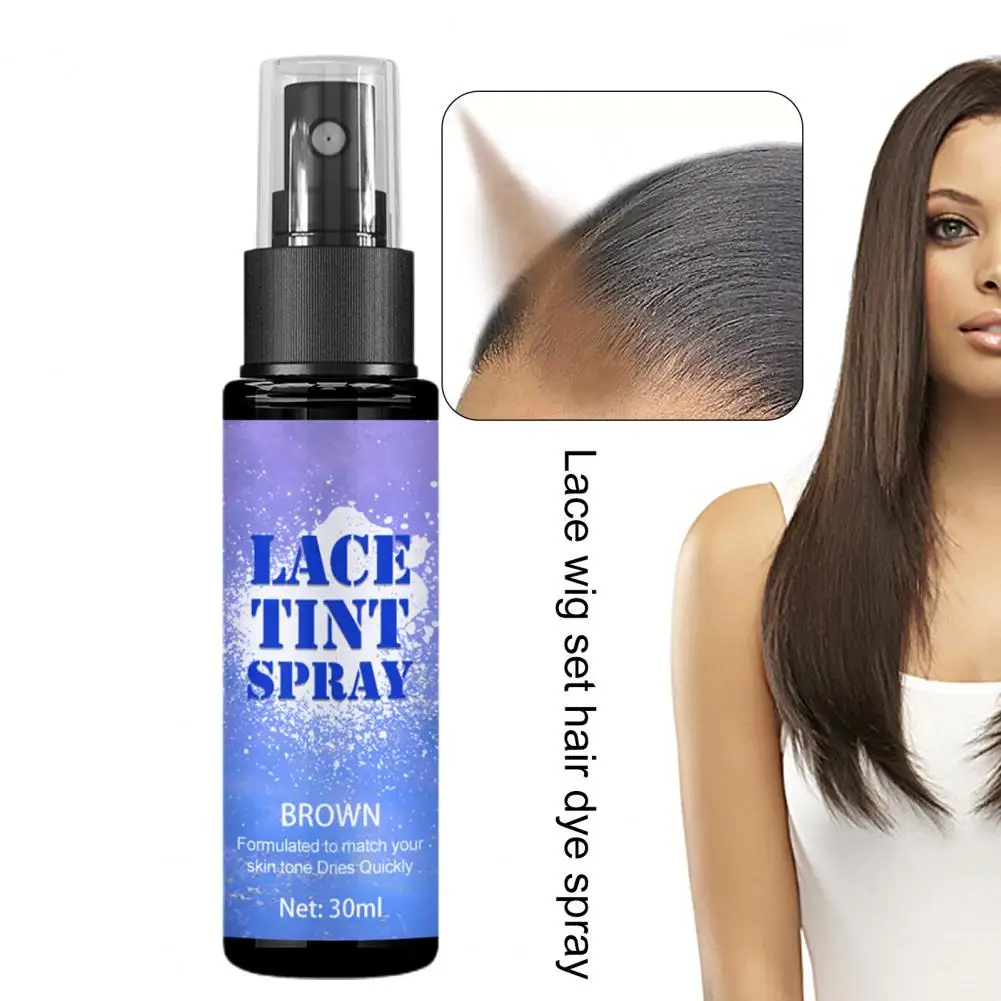 30ml Wigs Lace Tint Spray Point Nozzle Dry Quickly Seamlessly Hair Dye Concealer Spray Disposable Precisely Hairline for Unisex