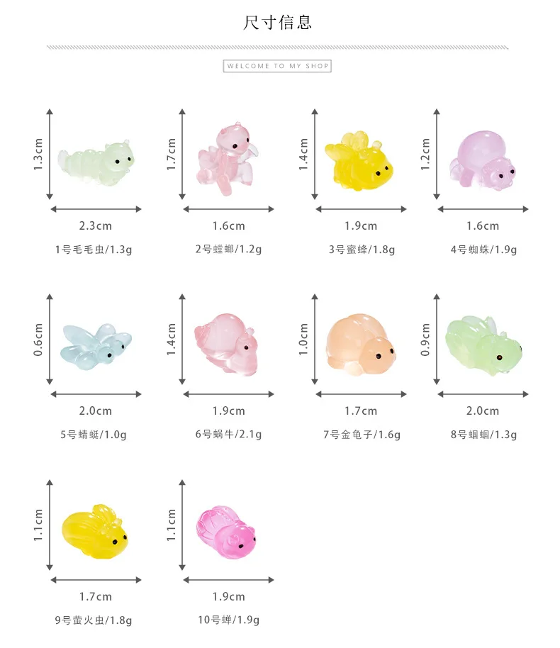 50/30 قطعة مضيئة الراتنج كاتربيلر صغير الحلزون الحشرات بيت الدمية توهج في الظلام الحشرات التماثيل DIY بها بنفسك حوض السمك حديقة ديكور