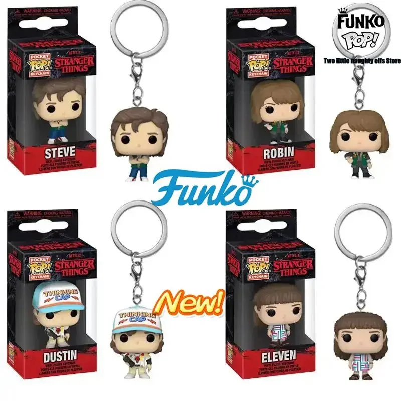 Funko POP NEW  ELEVEN Demogorgon DUSTIN Barb Steve Robin Keychain Toy Vinyl Figure Pocket Keychain Model Kid Toys