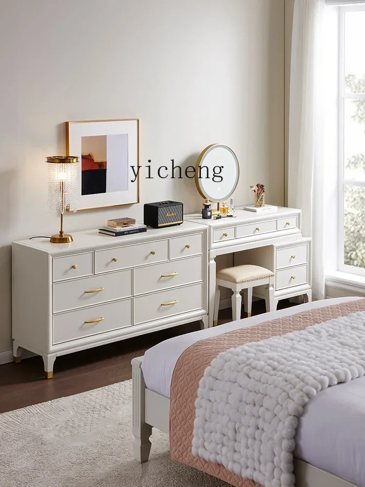 American light luxury dresser solid wood bedroom room small apartment makeup table