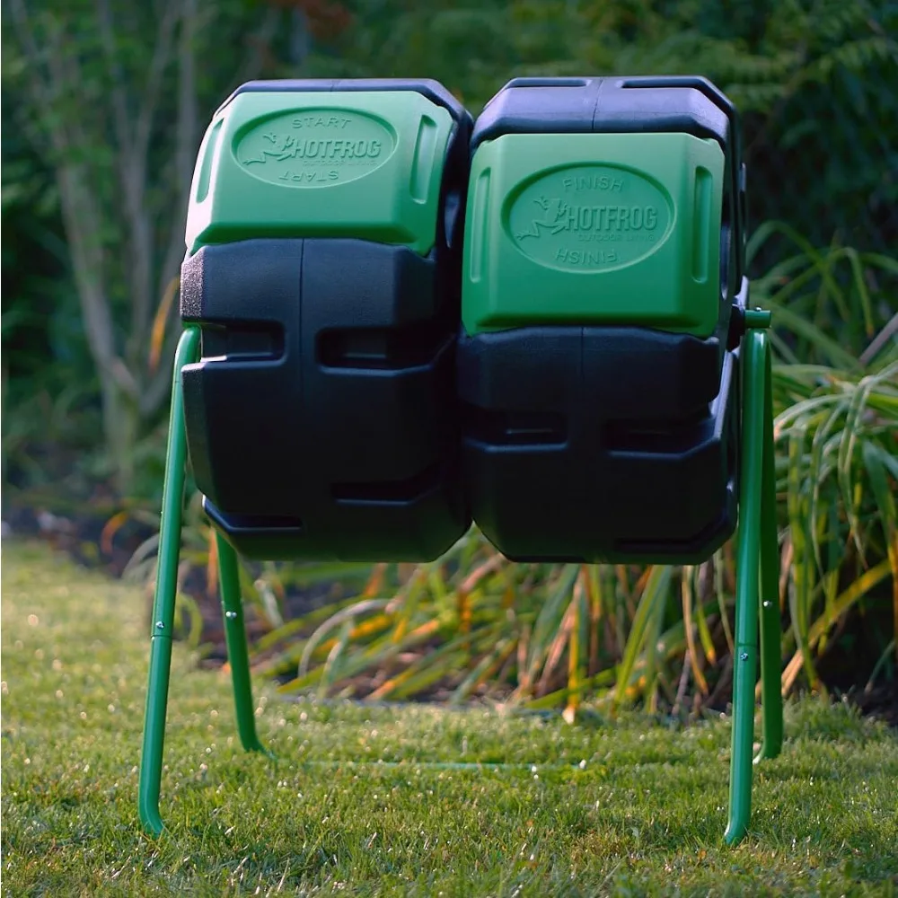 

37-gallon Dual-chamber Drum Compost Bin, UV Resistant, BPA-free, Compost Box, Customizable